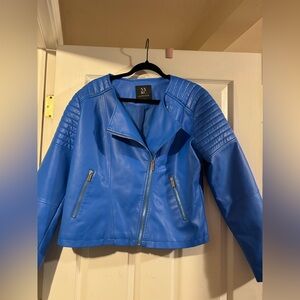 New York & Company Vibrant Blue Leather Jacket